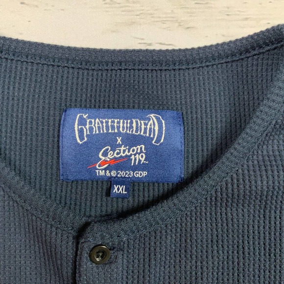 Grateful Dead Section 119 Shirt Mens XXLarge Blue Henley Casual Long Sleeve. - Picture 11 of 15